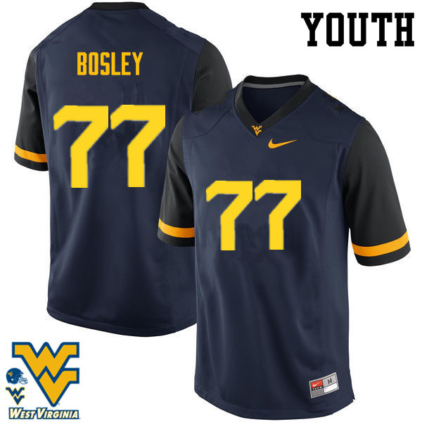 Youth #77 Bruce Bosley West Virginia Mountaineers College Football Jerseys-Navy - Click Image to Close